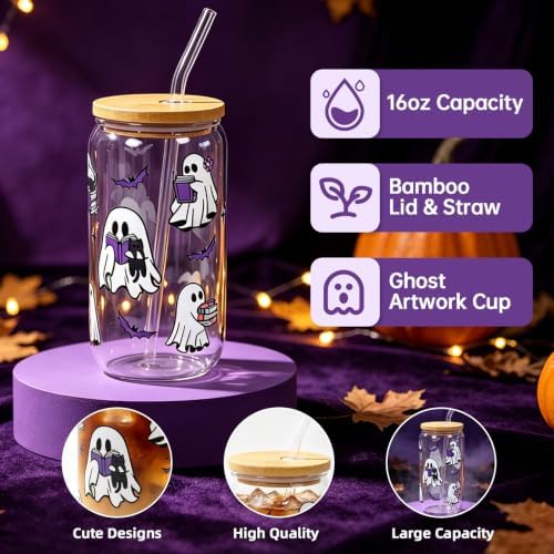 PARTY TONIGHT Boo Basket Stuffers for Women Teens Girls, Halloween Gifts for Adults with Spooky Glass Cup Positive Affirmation Cards, Care Package Spa Gifts for Mom Wife Girlfriend Her Best Friend - Image 3