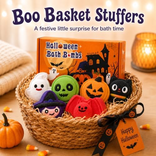 Halloween Bath Bombs for Kids, 6 Spooky Shapes, Trick or Treat Gift Set - Image 3