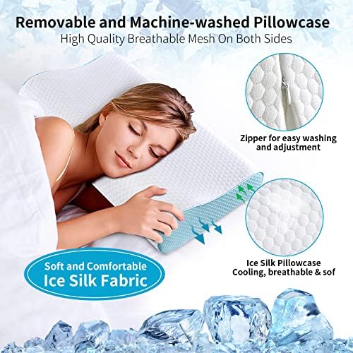 Memory Foam Pillows Neck Pillow Bed Pillow for Sleeping Ergonomic Cervical Contour Pillow for Side Back Stomach Sleeper for Neck and Shoulder Pain - Image 2
