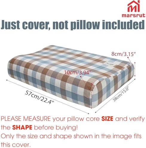 Memory Foam Pillow Case Contour Cover Only, 22.4" x 15.0" x 3.94"/3.15", Cotton Pillowcase with Zipper, Soft Replacement Cases for Ergonomic Latex Neck Cervical Pillows for Pain Relief Protector - Image 2