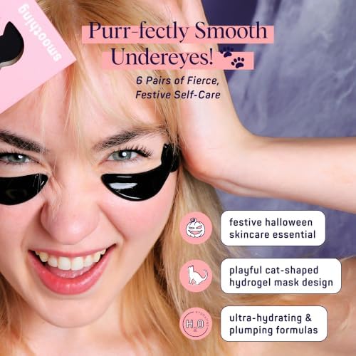 SpaLife Cat Smoothing Korean Eye Patches | Halloween Gifts For Girlfriend | Eye Patches for Puffy Eyes and Dark Circles | Gothic Cat Gifts & Adult Boo Basket Stuffers for Women | Pack of 6 Pairs - Image 2