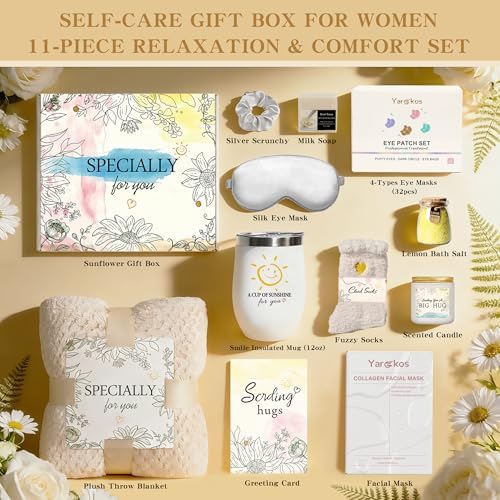 Birthday Gifts for Women - 11 Pcs Self Care Gift Basket Set for Sister Friend Mom - Get Well Soon Gift Box - Recovery After Surgery Care Package - Friendship Cheer Up Inspirational Thank You Present - Image 2