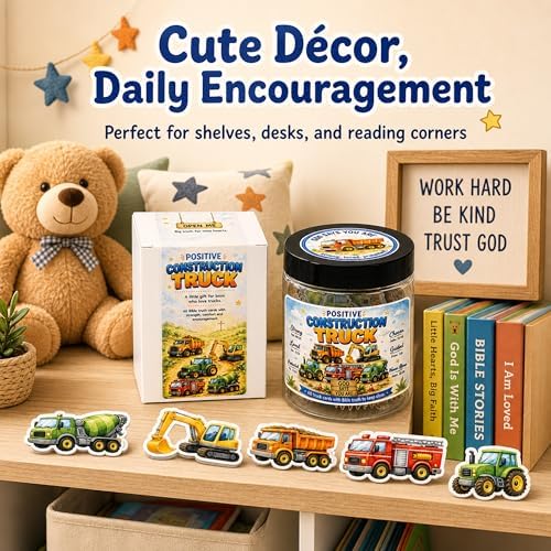 Fathers Day Gift For Son Positive Construction Truck Jar with 60 Bible Verses and Positive Messages, First Communion Gifts for Boys Christian Gifts for Kids Bible Affirmation Jar for Kids - Image 3