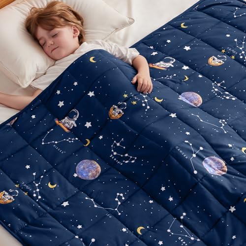 anfie Weighted Blanket(36"x48" 5lbs) Weighted Blanket Cooling Blanket for Resting,Throw Size Breathable Blanket with Premium Glass Bead(Space Navy Blue) by anfie