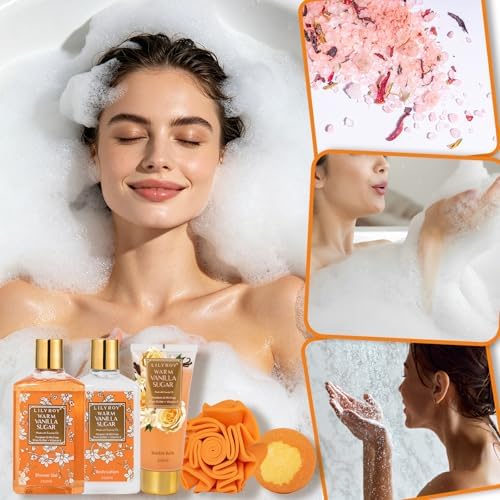 7Pcs Moisturizing Vanilla Spa Bath Gifts Set - Spa Gift Baskets for Women - Image 4
