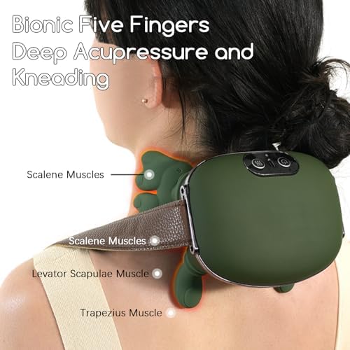 Upgraded Neck and Shoulder Massager,Professional Shiatsu Neck Massager,Portable Deep Tissue 4D Kneading with Heat,Intelligent Simulated Human Hand Design for Pain Relief and Muscle (Green) - Image 7