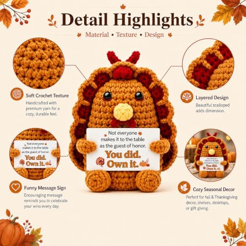 Thanksgiving Gifts Crochet Turkey Positive Emotional Support Fall Decor - Image 3
