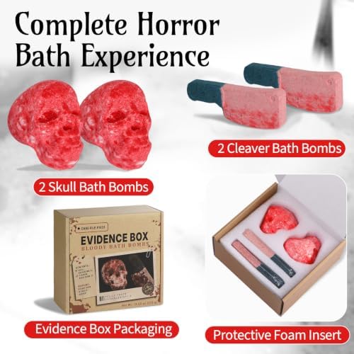 Distaratie Halloween Bath Bomb Set, Skull & Cleaver, 4-Piece Spooky Gift - Image 4