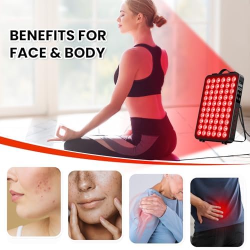 Red Light Therapy for Body, 660nm 850nm Near Infrared Light Therapy Panel, 60 Dual Chip LED Device with 300W of Power, Ideal for Body, Face, Improve Sleep, Skin Health, Includes Hanging Kit & Handle - Image 2