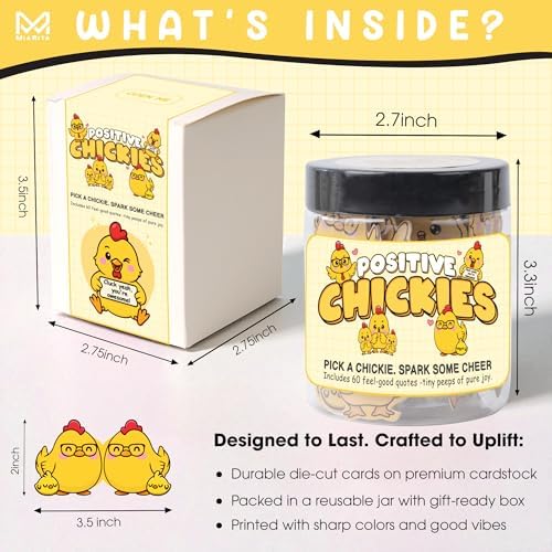 60 Positive Chick Cards Jar, Daily Affirmation Cards for Women, Girls, Coworkers, Best Friends - Emotional Support Chick - Birthday Gift for Womens - Teen Girl Gifts Trendy - Image 3
