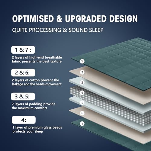 yescool Weighted Blanket for Adults (12 lbs, 60" x 80", Teal) Cooling Heavy Blanket for Sleeping Perfect for 110-130 lbs, Queen Size Breathable Blanket with Premium Glass Bead, Machine Washable - Image 6