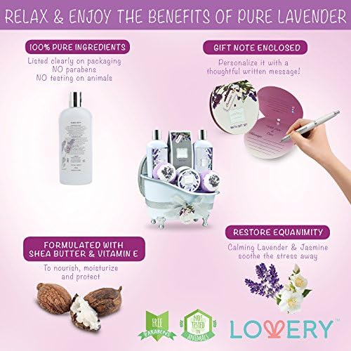 Bath Gift Basket Set for Women: Relaxing at Home Spa Kit Scented - Lavender and Jasmine with Large Bath Bombs, Salts, Shower Gel, Body Butter Lotion, Bath Oil, Bubble Bath, Loofah & More - Image 6
