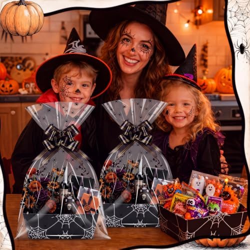 Maitys 24 Sets Halloween Empty Gift Baskets Bulk with Spider Cellophane Bag - Image 5
