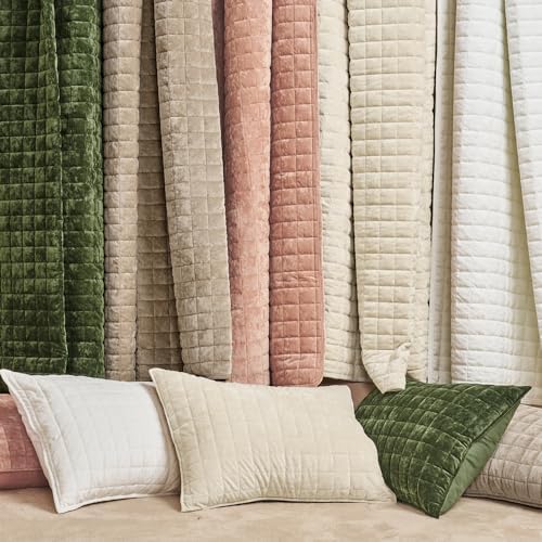 RECYCO Channel Box Stitch Velvet Quilt Set, Full Queen Size, Loden Green - Image 6