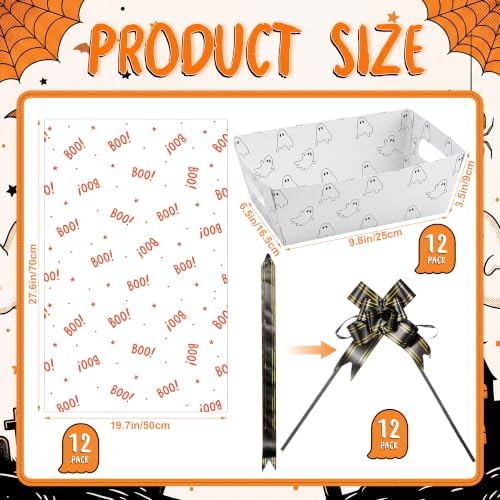 Maitys 12 Sets Halloween Empty Gift Baskets Bulk with Boo Cellophane Bags - Image 3