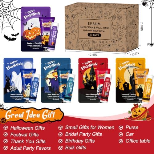 60 Pack Bulk Halloween Facial Mask, Hand Cream & Lip Balm, Halloween Gifts - Image 5