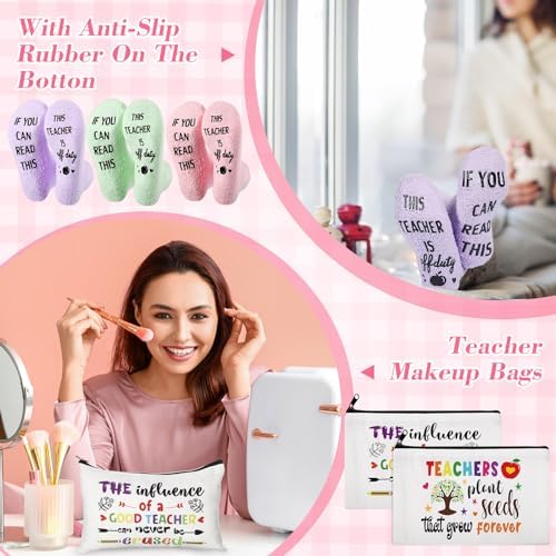 18 Pcs Teacher Christmas Appreciation Gifts Set for Women, 2026 Christmas Thank You Gifts Makeup Bags Enamel Mugs Socks Bulk Present for Teacher's Day Merry Xmas - Image 4