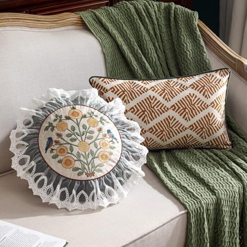 patdrea French Velvet Throw Pillow Cover,Diameter 16"-Botticelli C - Image 6