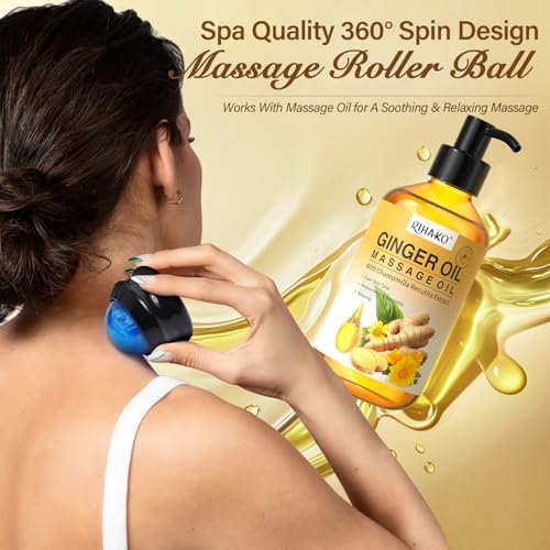 3 Pack Massage Oil Set for Massage Therapy,Ginger,Lavender & Eucalyptus Mint Essential Oils for Relaxation and Muscle Care,Aromatherapy Body Oil with Massage Ball Tool,Spa Kit for Women & Men - Image 3