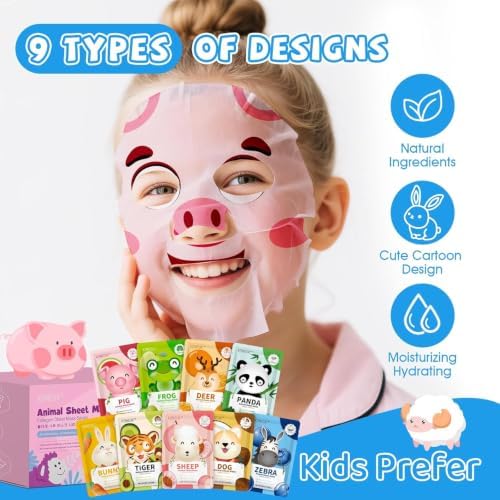 KONEUK 54 Pack Animal Kids Face Mask Spa, Spa Party Supplies for Women - Image 2
