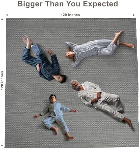 PHF Lightweight 100% Cotton Waffle Blanket, Oversized King, Dark Grey - Image 6