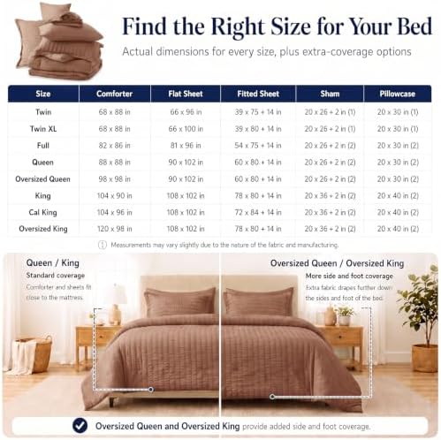 CozyLux King Comforter Set, 7 Pieces Mocha Mousse Seersucker Bed in a Bag - Image 6