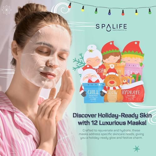 SpaLife Beauty Santa’s Squad Christmas Face Mask Bundle | Korean Facial Masks | Hydrating, Soothing, Complexion Enhancing and Firming Sheet Mask Set | Christmas Gifts for Women | 12 Pack - Image 5