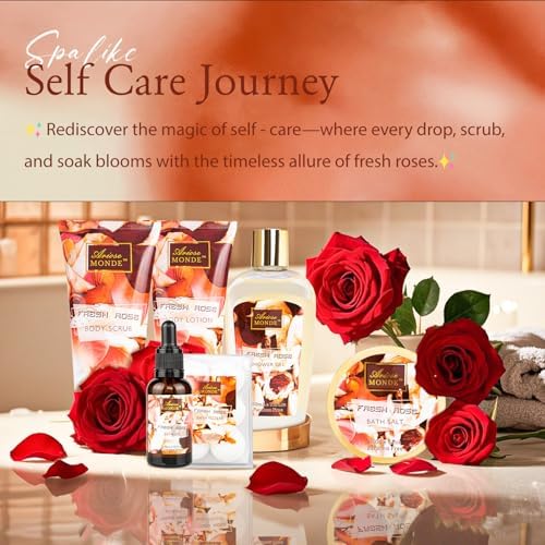 Spa Gift Set for Women, 8pc Fresh Rose Relaxing Bath Set for Women Gift - Image 3