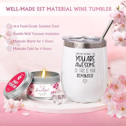 Gifts for Women Birthday Spa Gifts Set- 10 Pcs Christmas Valentine's Mother's Day Gift and Cherry Blossoms Self Care Package Gifts Women, Relaxing Gifts Basket - Image 3