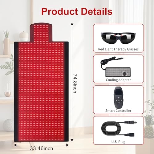 LITDUCK Body Red Light Therapy Mat, Eligible Red Light Therapy Blanket, 2in1 LEDs(660nm& 850nm), Premium Leather, Adjustable Timer & Intensity,76.8” x 33.4” 1370leds - Image 7