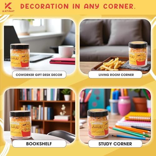 KATINAT Positive Fries Jar – 60 Funny Affirmation Cards, Emotional Support Fries for Friends, Teens, Coworkers, Funny Foodie Gifts for Stress Relief and Positivity - Image 4