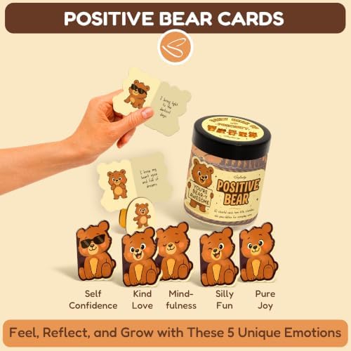 STOFINITY Positive Bear Jar, 60 Affirmation Cards and Wood Stand - Image 3