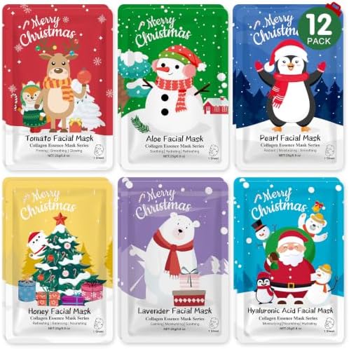 12 Pack Christmas Stocking Stuffers Facial Masks, Sheet Face Masks Skincare by KONEUK