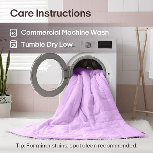 ZonLi Cotton Weighted Blanket (60"x80", 20lbs, Light Purple) - Image 7