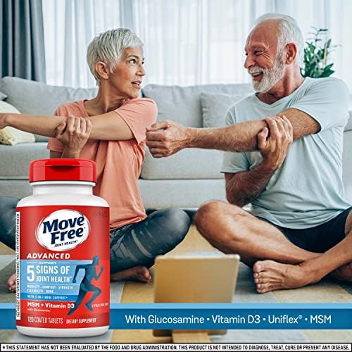 Move Free Advanced Glucosamine Chondroitin MSM + Vitamin D3 Joint Support Supplement, Supports Mobility Comfort Strength Flexibility & Bone + Immune Health - Tablet, 3x120ct Bottles (120 servings)* - Image 2