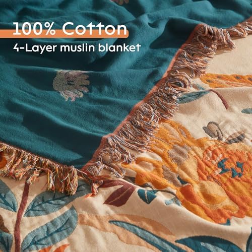 Boho Throw Blanket for Bed 80”x90”, 100% Cotton Blanket for Couch Sofa - Image 6