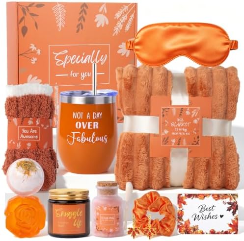 Fall Gift Baskets for Women, Orange Fall Gifts for Women, Get Well Soon by Ithmahco