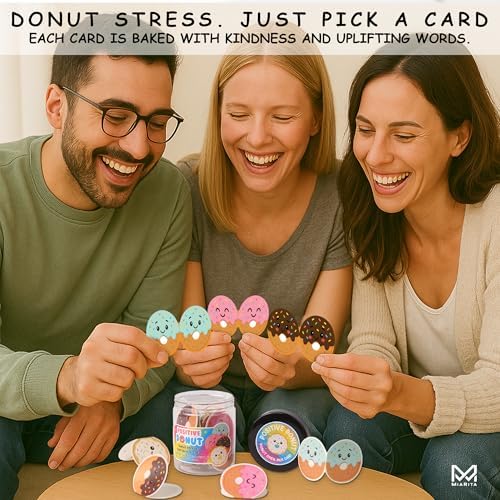 Positive Donut Jar, Funny Pun Gifts for Women, Teens, Coworkers, 60 Daily Affirmation Cards for Self Love, Anxiety Relief, Office Desk Decor, Birthday or Thank You Gift - Image 4