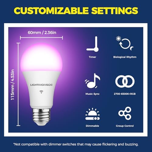 Lightinginside Smart Light Bulbs 100W Work with Alexa/Google Home, 2PCS - Image 6
