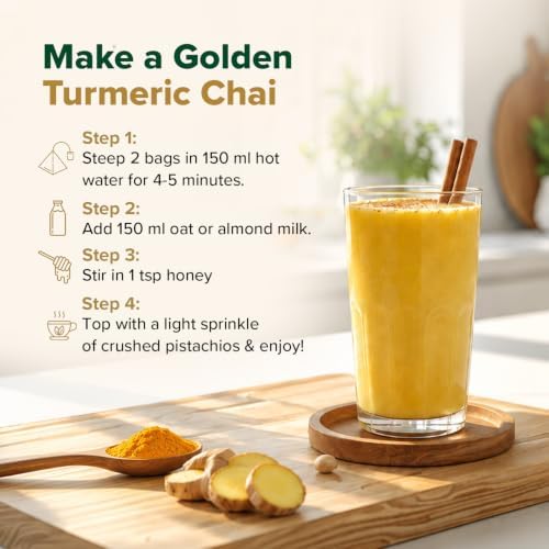 VAHDAM, Turmeric Ginger Herbal Tea Bags (30 Pyramid Tea Bags) Caffeine Free, Non GMO, Gluten Free | 100% Pure Herbal Blend - Savory & Spicy | Individually Wrapped Pyramid Tea Bags | Direct from Source - Image 7
