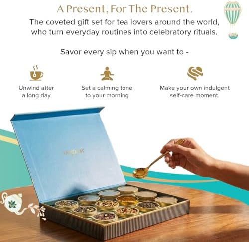VAHDAM Tea Gift Set - 12 Loose Leaf Teas in Tin Caddy Presentation Box | Premium Tea Sampler Gift Hamper for Women, Men & Tea Lovers | Christmas Gift, Birthday, Housewarming | Gluten Free, Non-GMO - Image 6