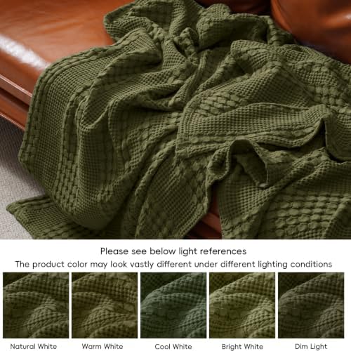 PHF Lightweight 100% Cotton Waffle Blanket for Bed, Twin XL, Capulet Olive - Image 6
