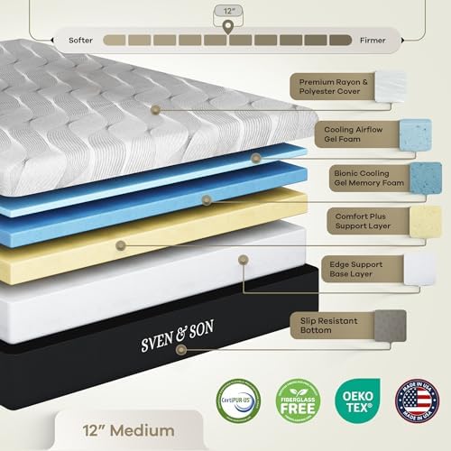 Sven & Son Classic Adjustable Bed Base, Head and Foot Lift, Massage, Under-Bed Lights, USB, Gel Memory, Zero Gravity Smart Frame - Split King + 12 inch Memory Foam Matt (Medium) - Image 6
