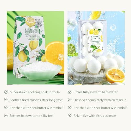 Lemon Bath Gift Set for Women, Spa Gift Basket & Self Care Birthday Gifts - Image 5