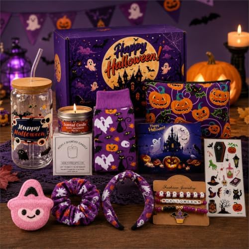 11 Pcs Halloween Boo Basket Stuffer for Women, Build a Boo Basket Kit by Bafeil