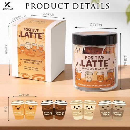 Positive Latte Affirmation Jar – 60pcs Cute Emotional Support Lattes – Coffee Gifts for Women, Men– Birthday Gift, White Elephant Gift for Coworker, Boss, Nurse, Teacher, Teens, Back to School Gifts - Image 3