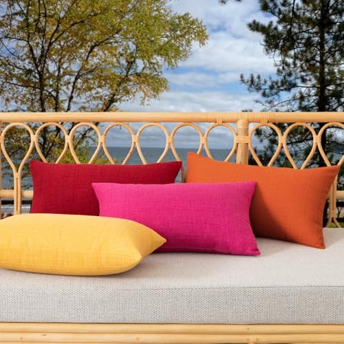 Kevin Textile Outdoor Waterproof 12”x20” Pillow Covers 2 Pack, Orange - Image 7