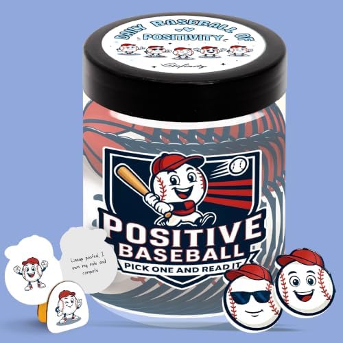 STOFINITY Positive Baseball Jar, 60 Affirmation Cards and Wood Stand by Stofinity