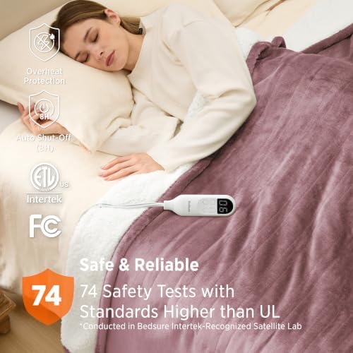 Bedsure Heated Blanket Twin Size, Soft Electric Blanket with Preheat, Pink - Image 6