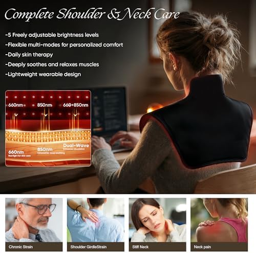 Red Light Therapy for Neck and Shoulders 3.0 – 660nm and 850nm LED Infrared Heating Pad with 288 LEDs, Deep Warming Muscle Comfort, Adjustable Timing, Relaxing Neck Device for Home Use - Image 2